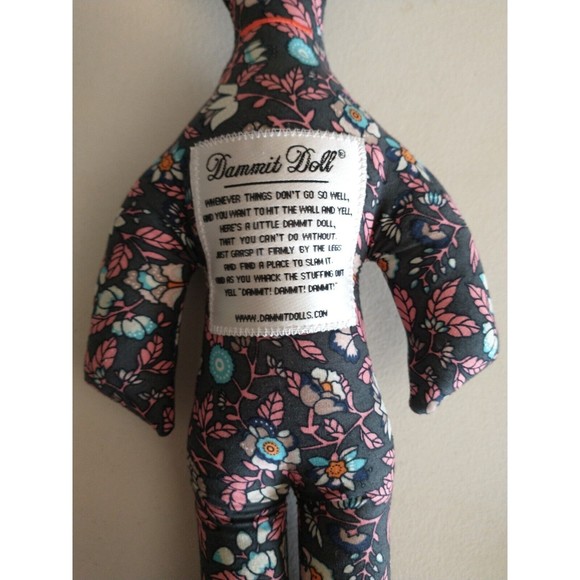 Dammit Doll 14" Stress Reliever Novelty Gift Idea Floral Hippie Retro Fabric - Picture 2 of 9